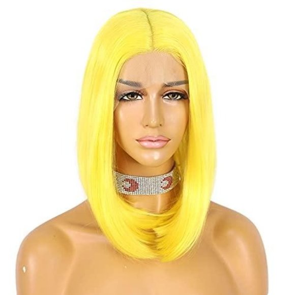 Bob Yellow Straight HD Lace Front Wigs
